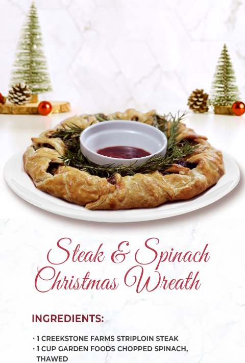 Steak and Spinach Christmas Wreath Recipe - AMCO Festive Feast