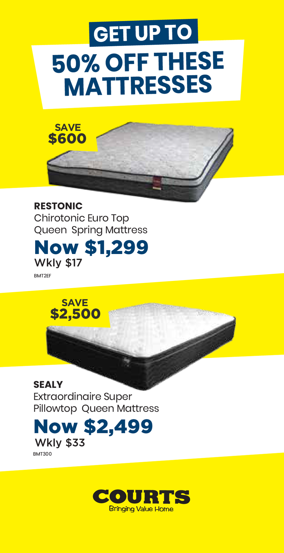 Courts mattress sale prices