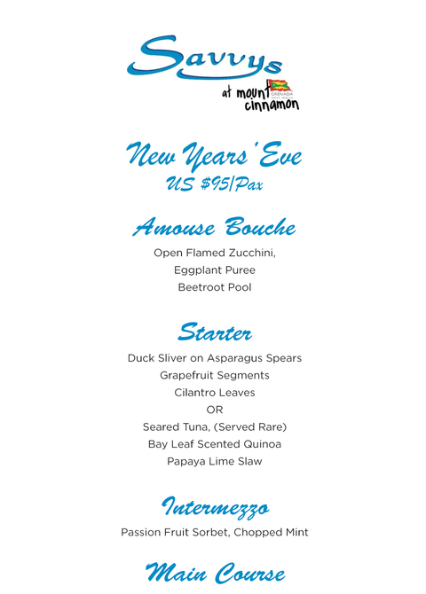 Italian Buffet Menu - Mount Cinnamon DEC2018